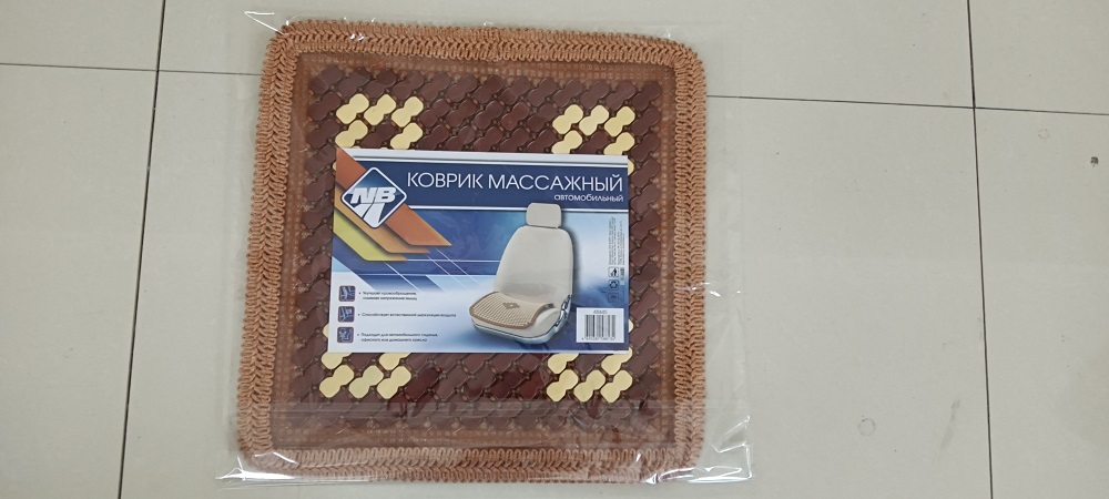 Накидка (коврик) на сидение "Nova Bright" массажная, бамбуковые резные пластины, коричневая с рисунком